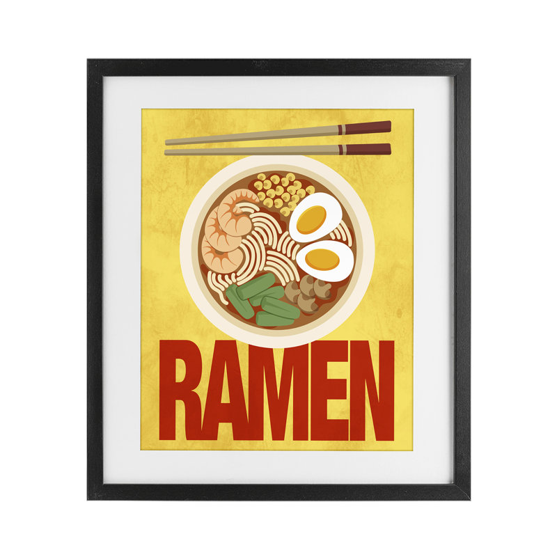 «Bright Ramen & Chopsticks», reproduction encadrée sous verre, conception de Marcus Prime, H 16 po x l 13 po