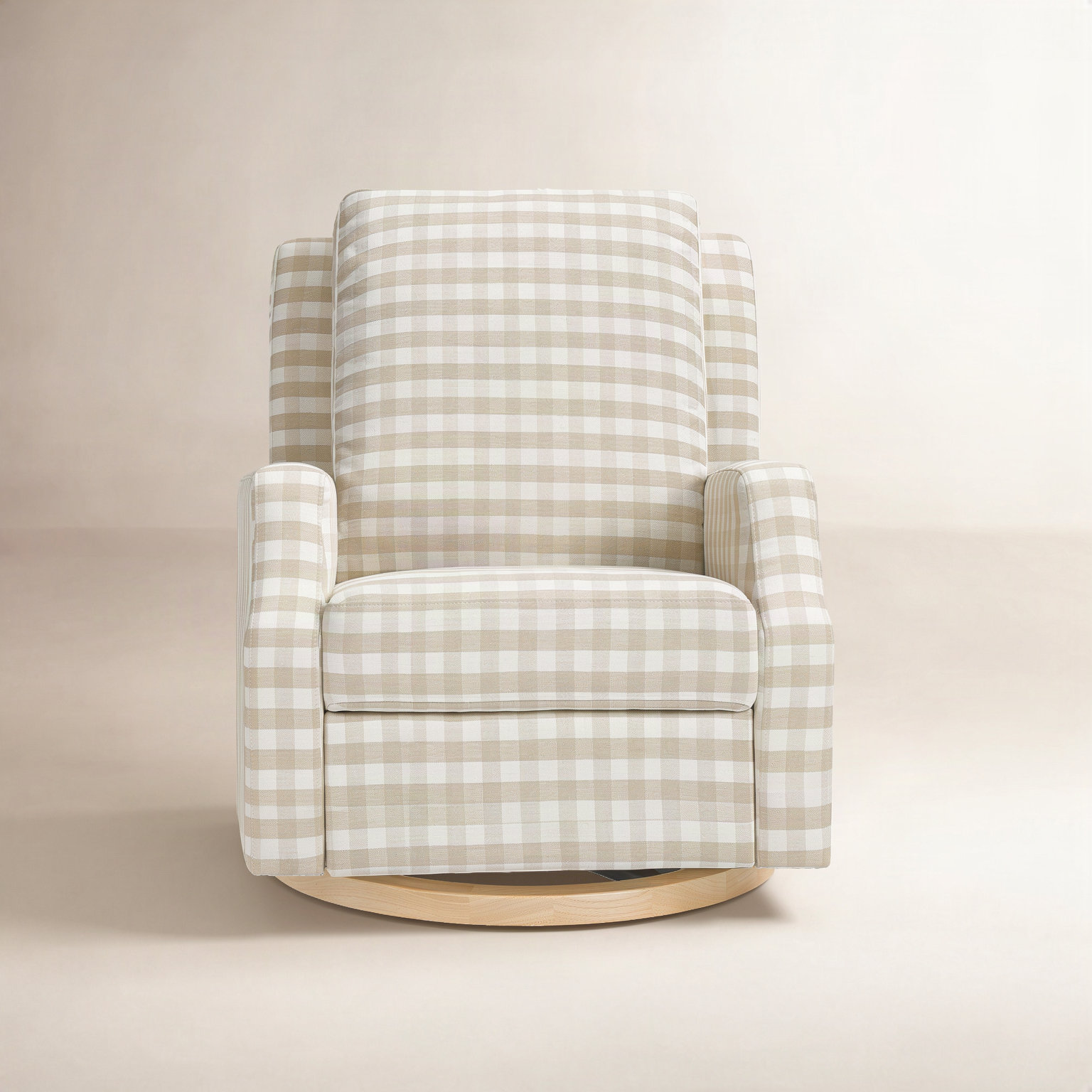 Crewe Swivel Glider, Tan Gingham Polyester Blend