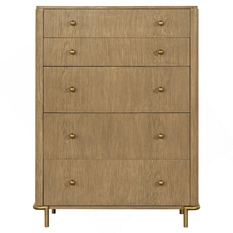 Commode rectangulaire à 5 tiroirs Stevie, Sable