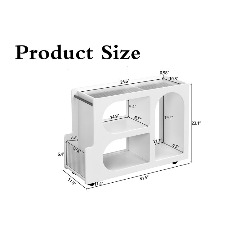 Mobile End Table, White