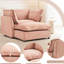 Chenille rembourrée rose avec siège mobile de 39,8 po, coussins latéraux confortables, convient aux coussins de confort de salon, aux petites pièces-1422498359