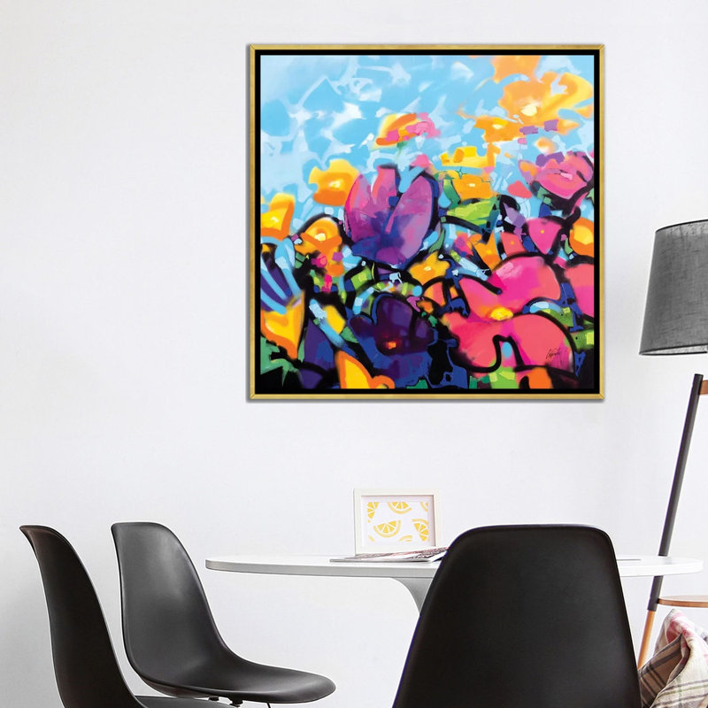 «Scattered Color I» par Scott Naismith - reproduction d'art, 37" H x 37" W x1.5" D, Pas de tapis, Gold Frame