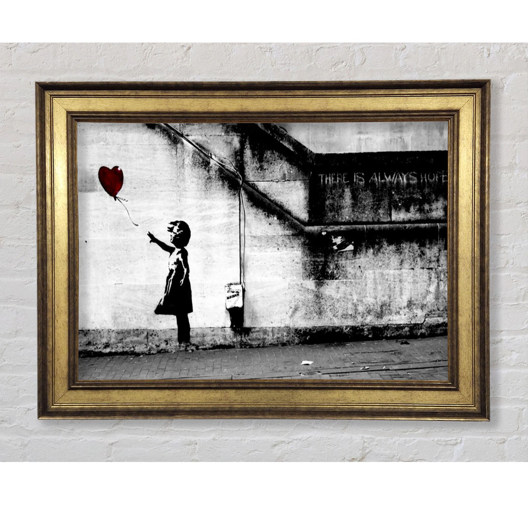 Red Heart Balloon Girl - Einzelne Bilderrahmen Kunstdrucke