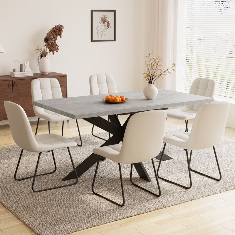 Table de salle à manger extensible Derose avec chaises et ensembles de table de salle à manger, 7 pièces : table, 6 chaises