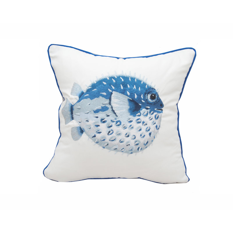 Embroidered Outdoor Throw Pillow