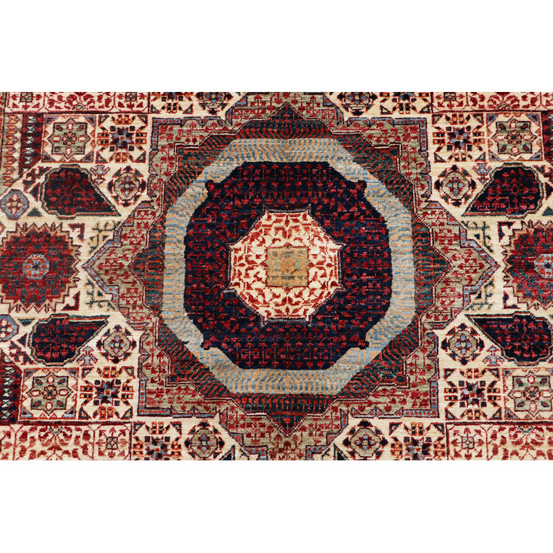 Tapis chameau / rouge tissé à la main de haute qualité