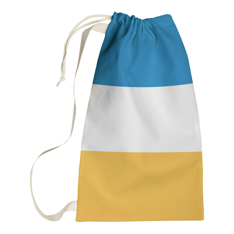 Oklahoma Laundry Hamper with Handles, Large ( 36" x 28" x 1.5"), Blue/White/Yellow
