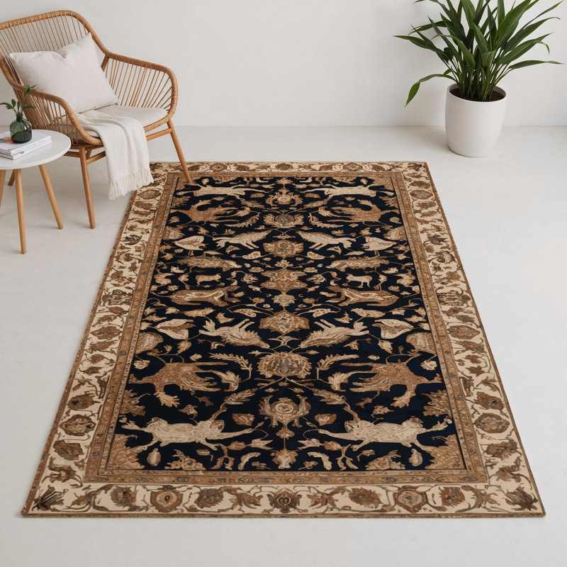 Tapis d'intérieur et d'extérieur brun Persian, Rectangle 9 pi x 12 pi