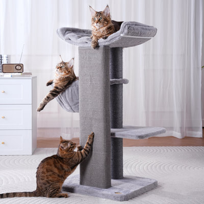 Modern 44.5"H Multi-Function Cat Tree for Big Cats&MaineCoon