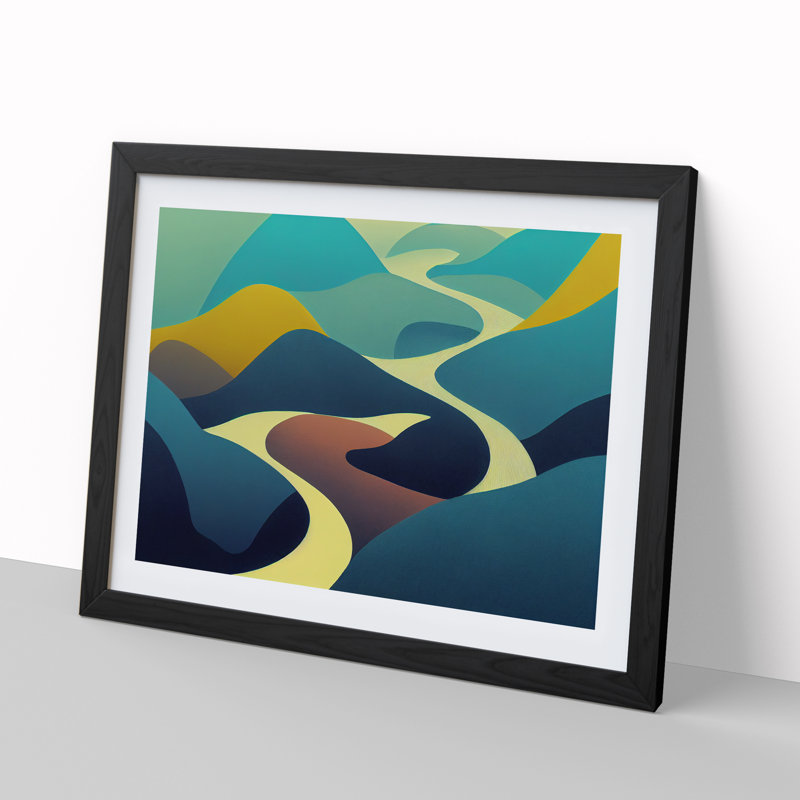 Abstract Mountain River Vol.2 - Framed Print, Black, 46cm H x 64cm W x 2cm D
