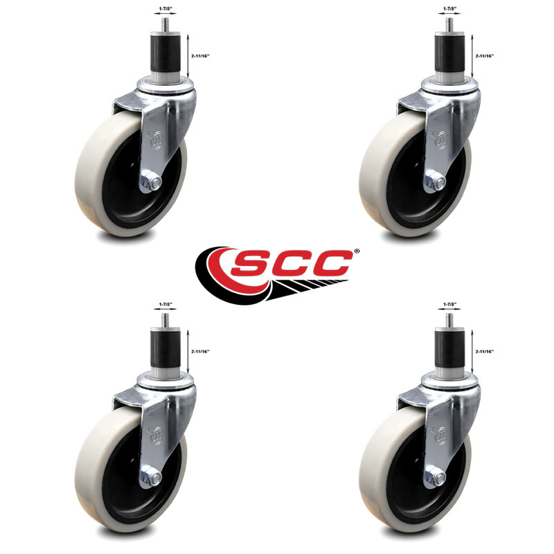 4 Inch Thermoplastic Rubber Wheel 1-7/8 Inch Expanding Stem Caster Set of 4 SCC/SCC-EX05S410-TPRS-178-4