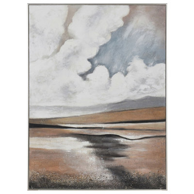 Textured Sky - Hand Painted Landscape Wall Art - Silver Frame