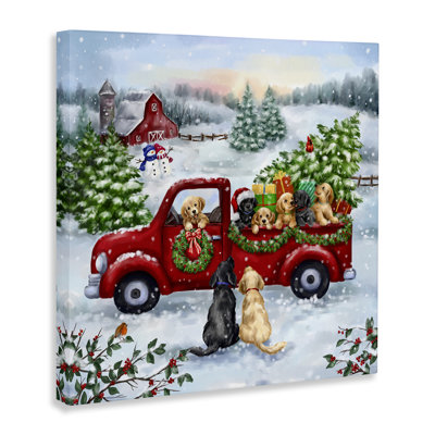 Art mural en toile «Holiday Truck & Tree» par Jean François