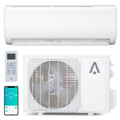 Mini climatiseur bibloc et thermopompe, mini climatiseur bibloc sans conduit 7-en-1 de 24 000 BTU, climatiseur écoénergétique 21 SEER2 230 V jusqu'à 1500 pieds carrés avec réfrigérant R35, mode éco
