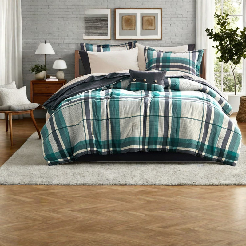 Comfortable Microfiber Plaid Bedding Sets, Twin Xl, Home Style