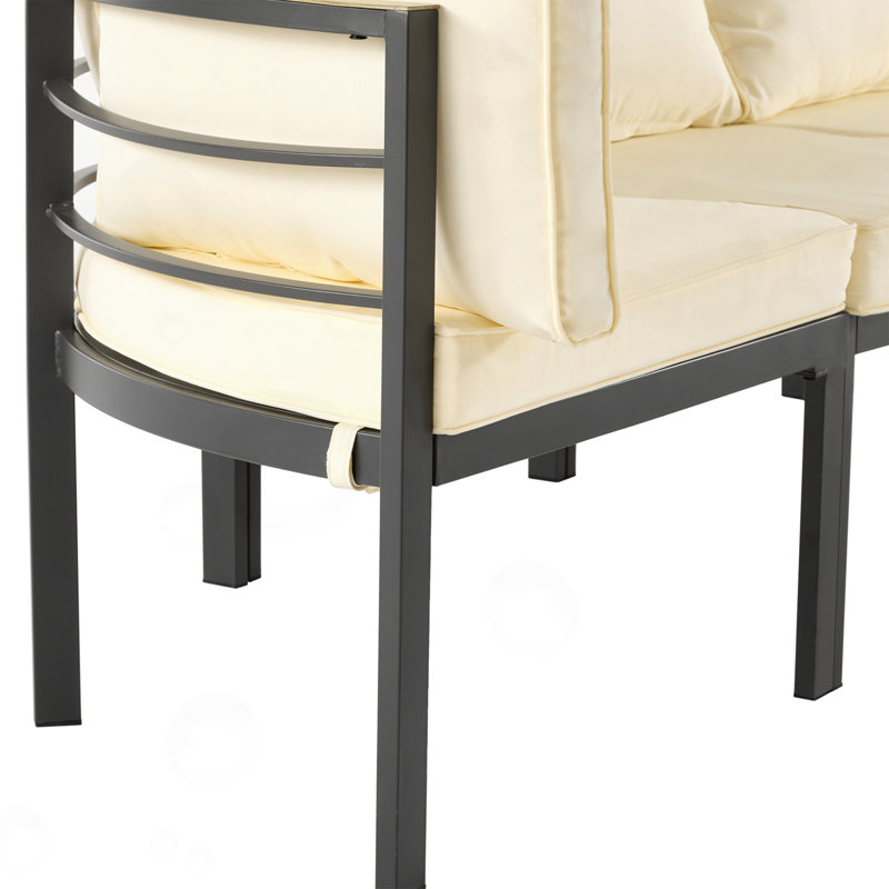 Ensemble modulaire d'extérieur moderne avec coussins, Beige