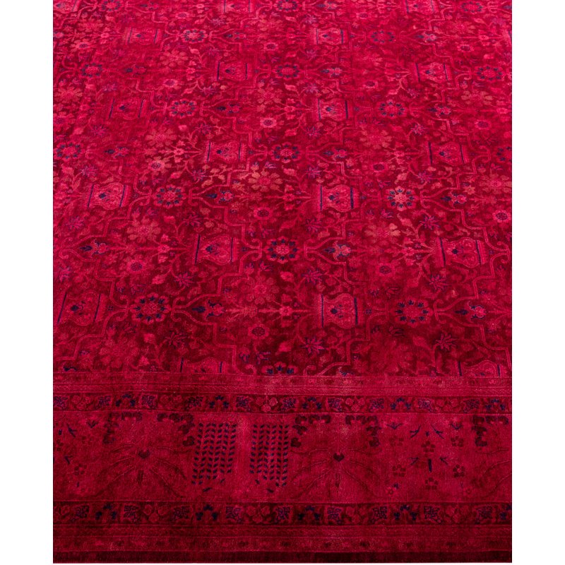 Overdyed Hand-Knotted Wool Modern-Contemporary Red Area Rug 8' 0" x 8' 2"