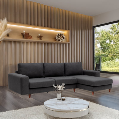 Canapé modulaire et méridienne avec pieds en bois