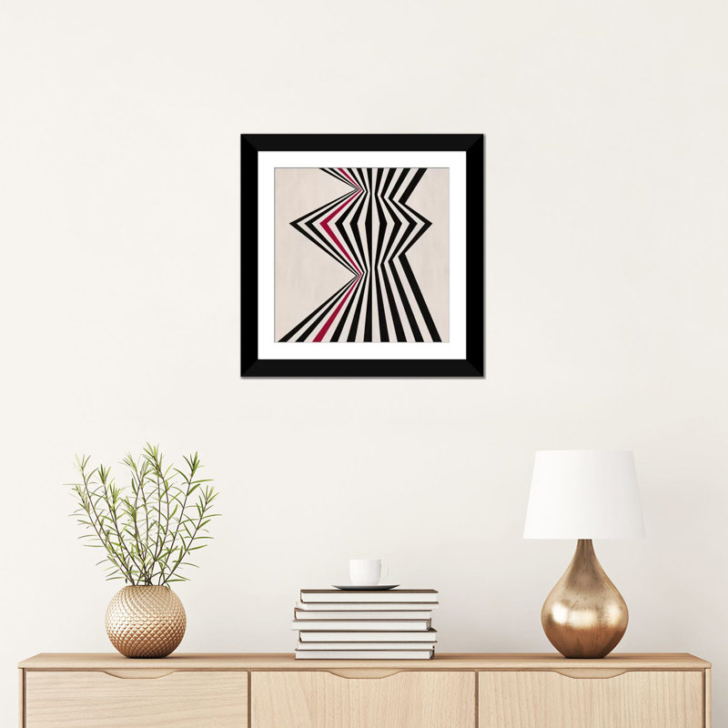 Albree Modern Fragment, impression sur toile, H 16 po x l 16 po x P 1 po, Papier avec cadre noir, Blanc