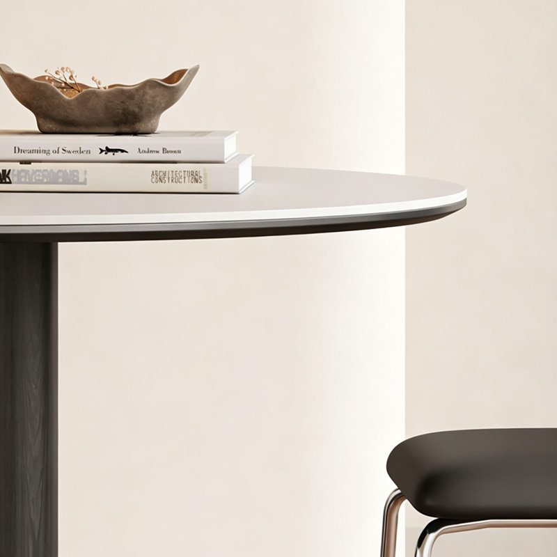 Table de salle à manger ronde en dalle de pierre moderne, 29.5" H x 47.2" W x 47.2" D, 7