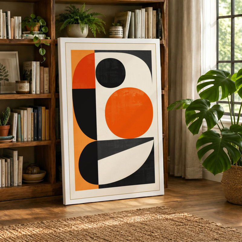 Harmony Geometric - Wrapped Canvas, 36x24 - 91.4 x 61.0 cm, Taupe Border