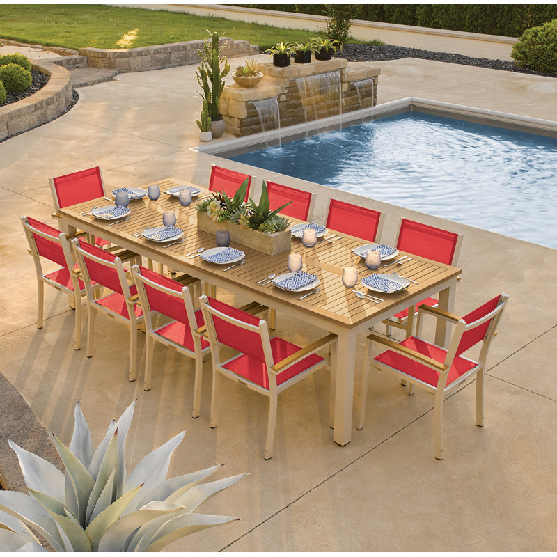 Travira 103" Long Tekwood Outdoor Dining Table, Teakwood Natural