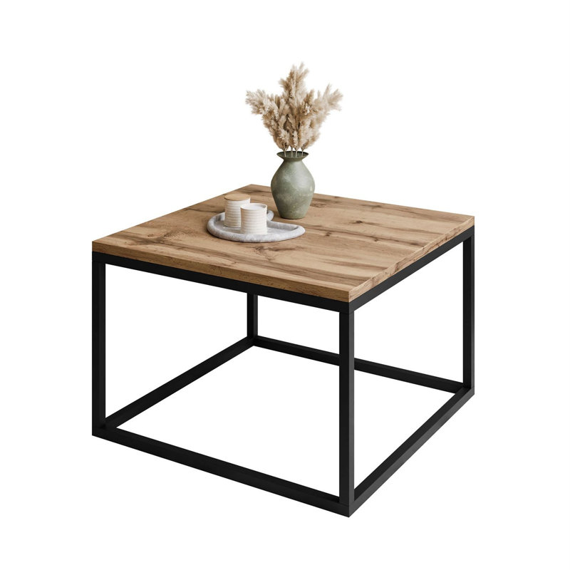 Hayden-James Coffee Table, 36cm H x 60cm L x 60cm W, Wotan Oak/Black, Black