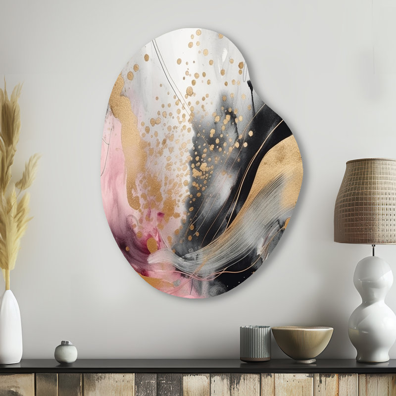 Décoration murale irrégulière en forme de poire en marbre rose or rose Splash III, H 38 po x l 28 po