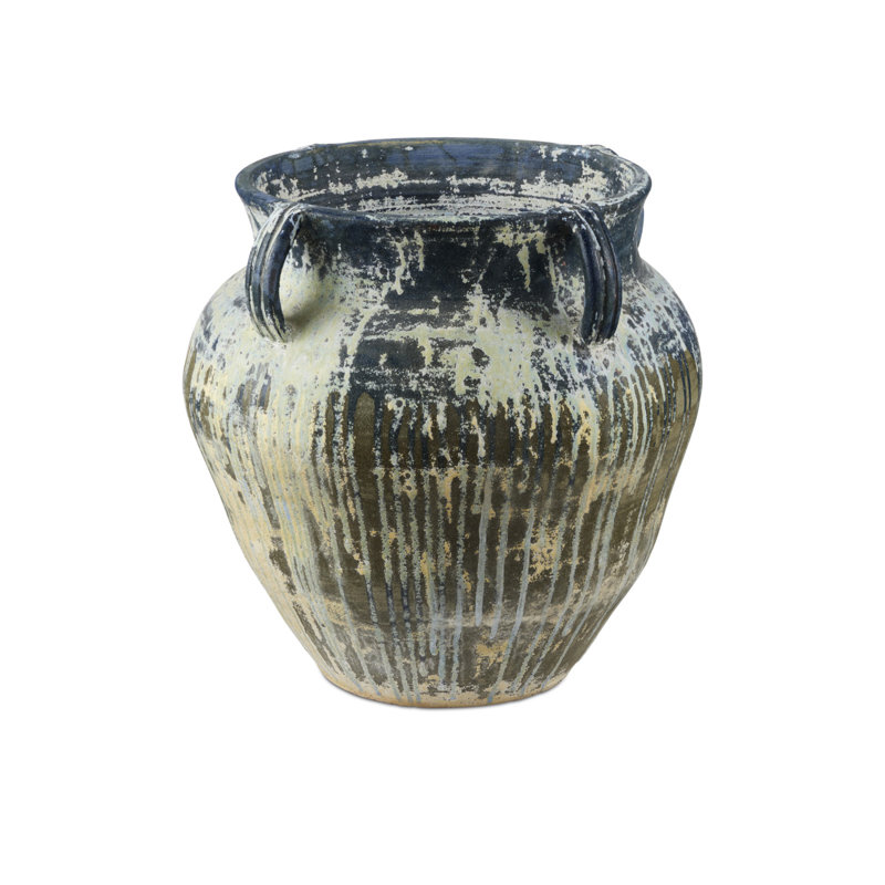 Agrigento - Planter - Antique White, Antique White, Blue Drip