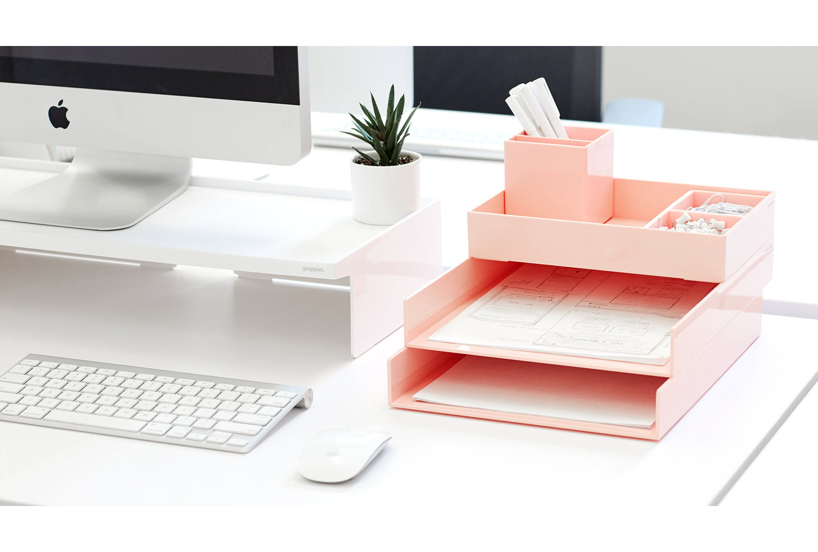 Dream Desk Plastic Desk Organizer, Aqua