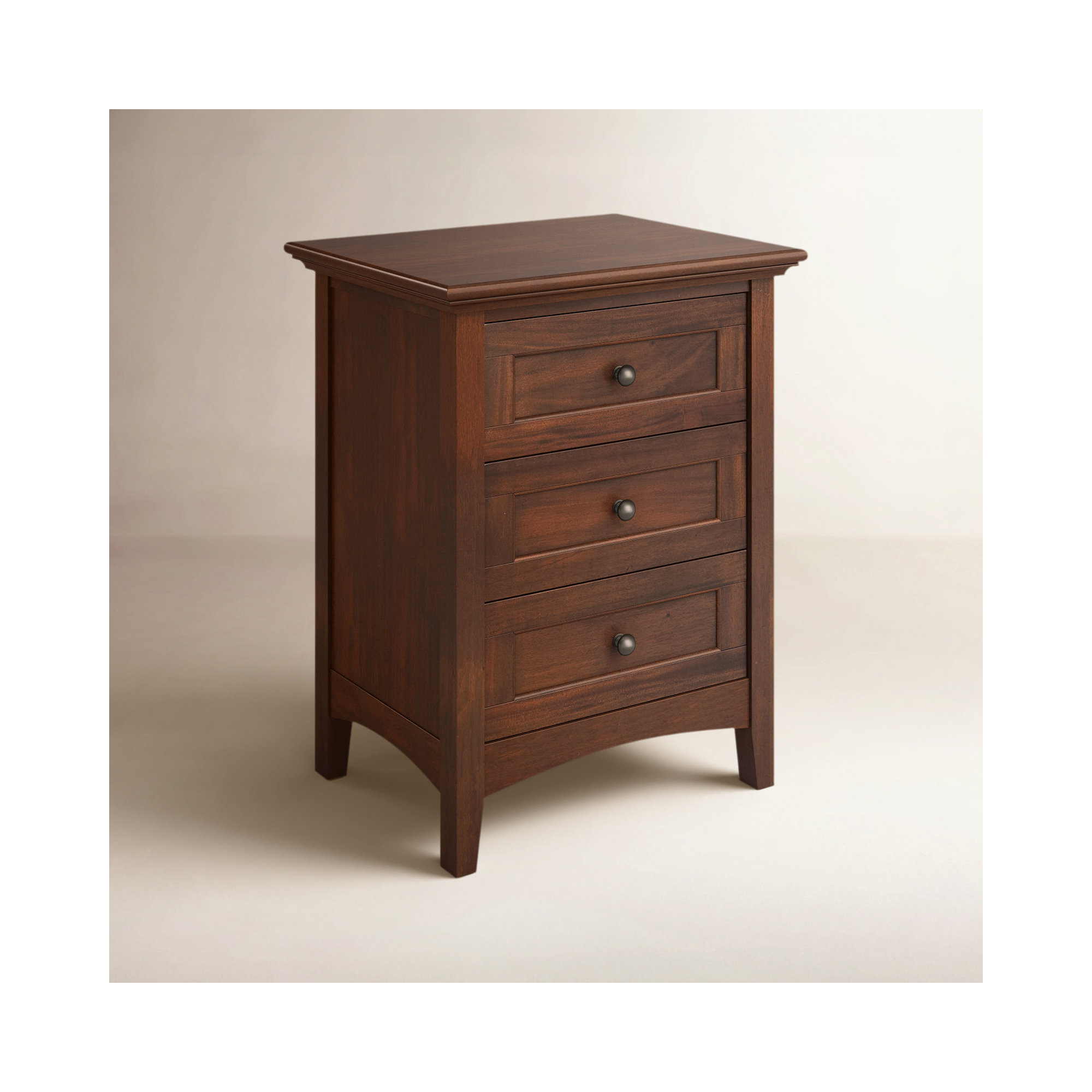 Melusina 3 - Drawer Nightstand, Cherry Brown