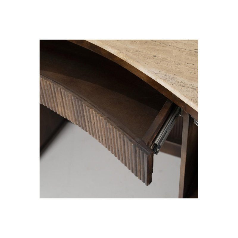 Desk Marble Computer Desk, Brown, Black