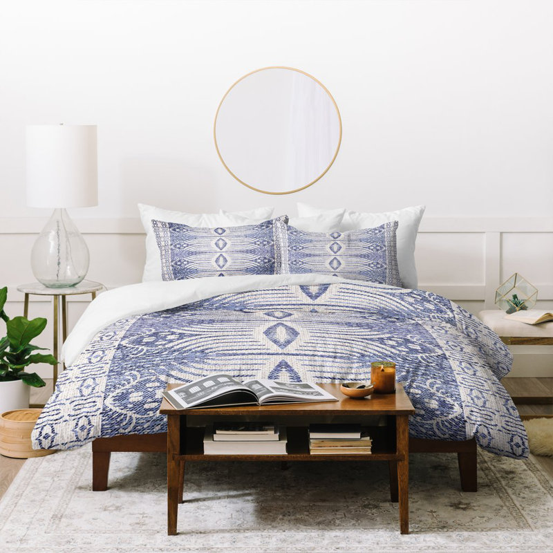 Housse de couette moderne en microfibre bleue, Housse de couette pour très grand lit
