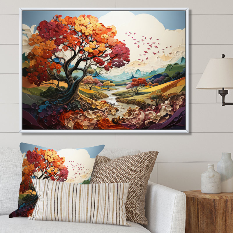 Rainbow Charm Evocations - paysages, impressions d'art mural, Cadre flottant blanc, H 24 po x l 32 po x P 1 po