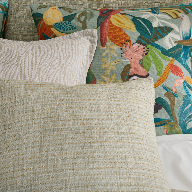 Oreiller en lin imprimé polyester Paradise Tropic fait sur commande, Carré 26 po