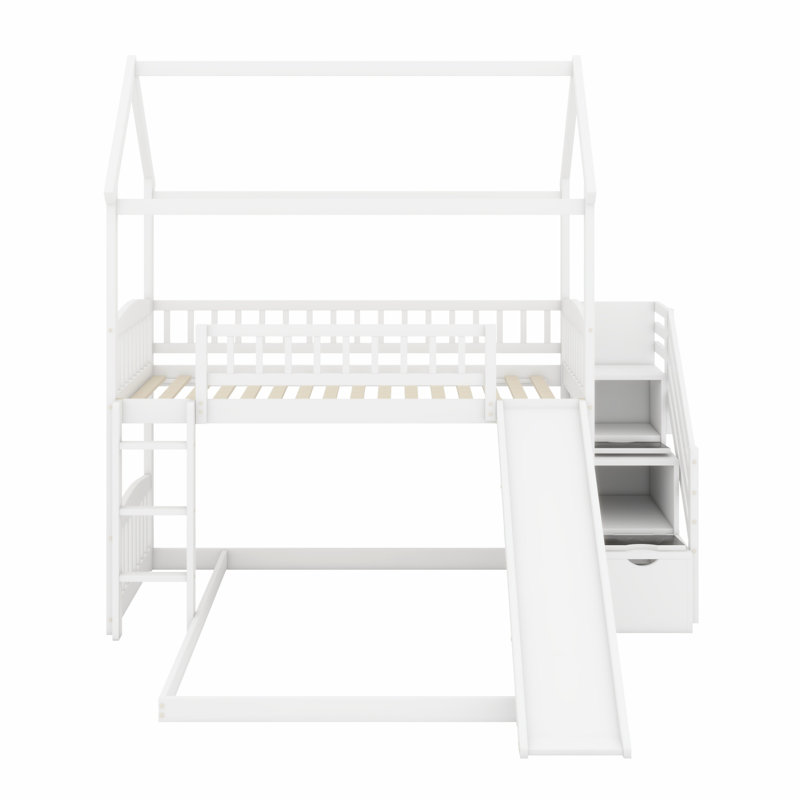 Lit superposé avec glissade Sturdy, Blanc