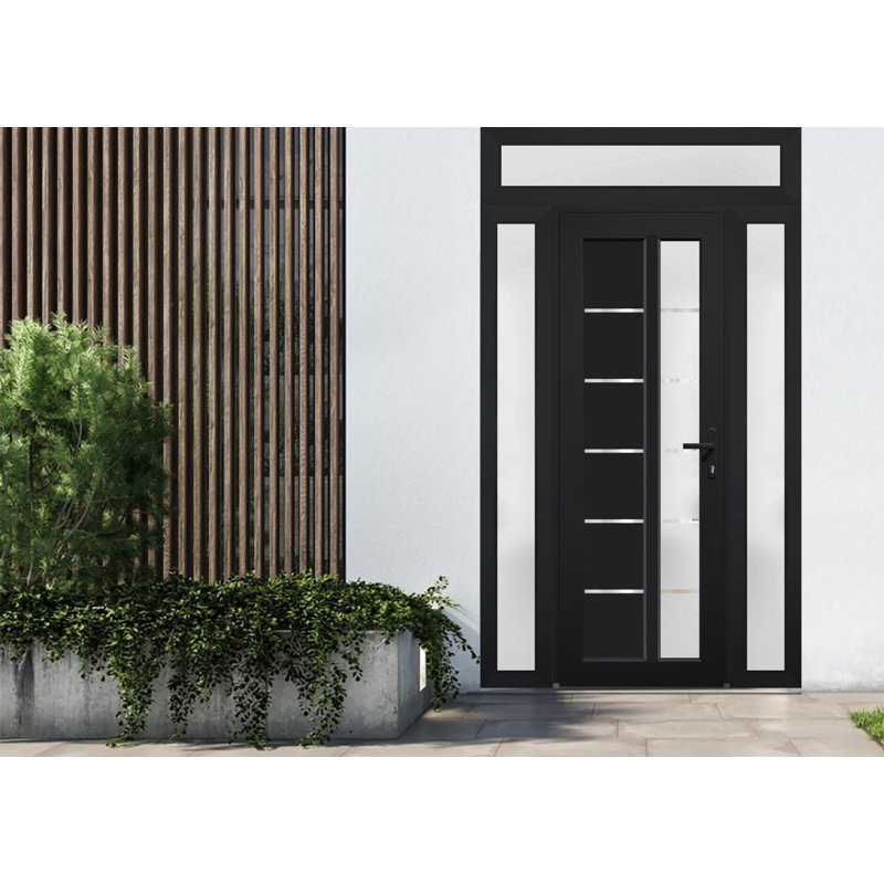 Portes d'entrée peintes pré-suspendues, H 94 po x l 54 po, Noir mat, S'ouvre à gauche vers l'intérieur