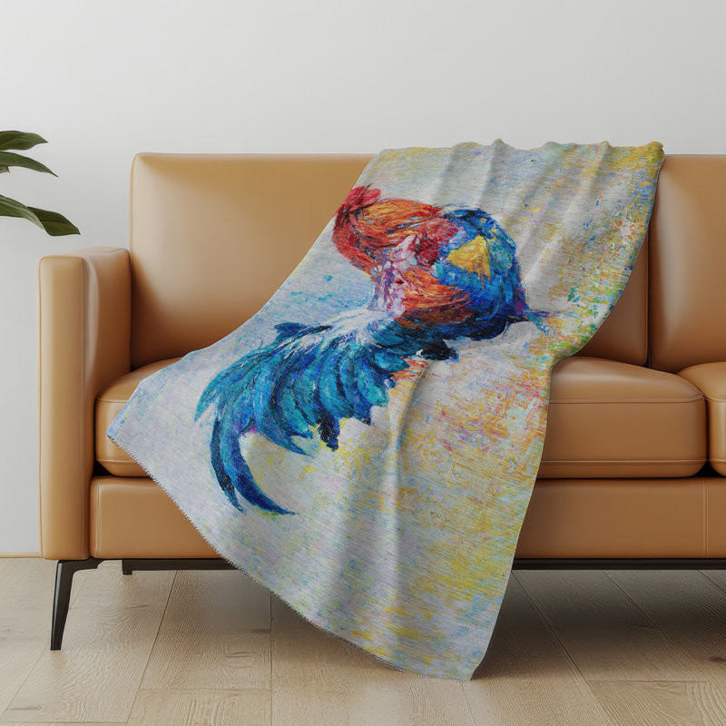 Addison Machine Washable Sherpa Rooster Throw Blanket