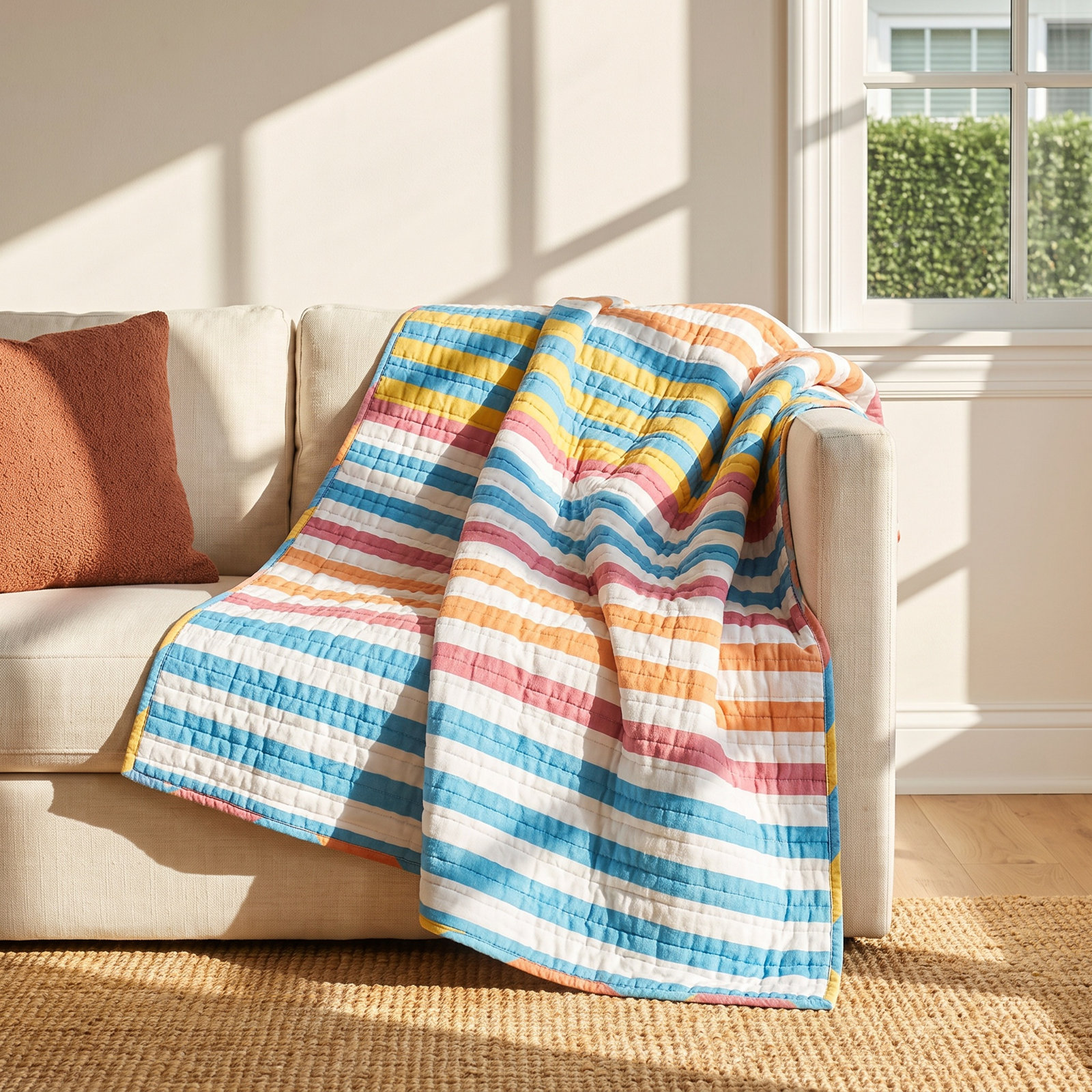 Sol Stripe Patch  Quilted Throw