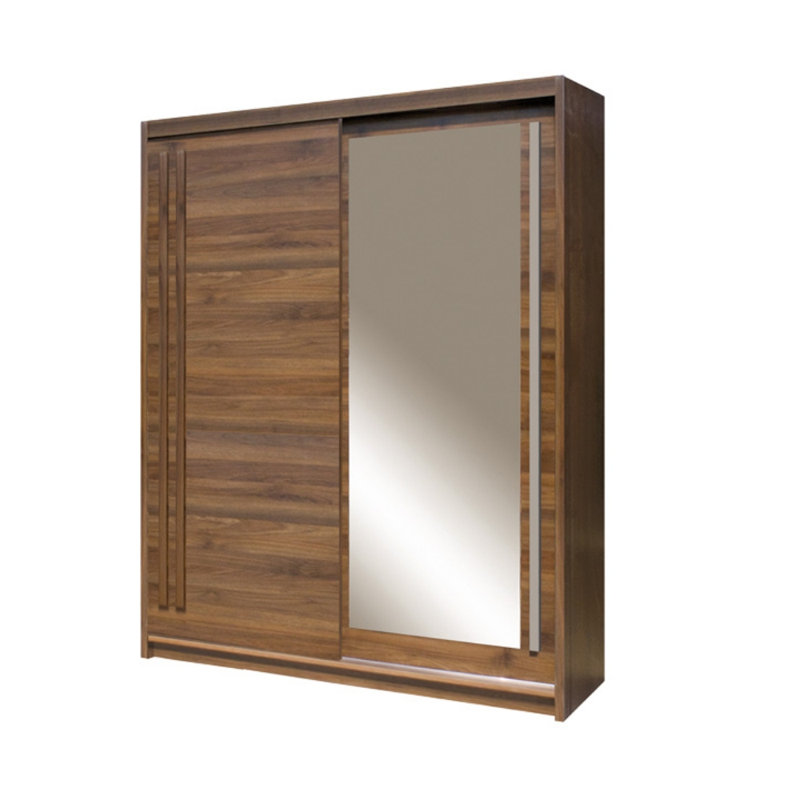 Skelmersdale 2 Door Manufactured Wood Wardrobe, 215 cm  H x 175 cm W x 59 cm D, Dark Brown