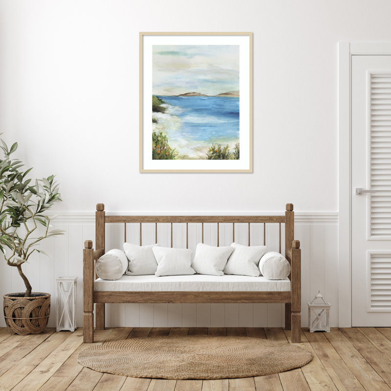 «Blue Beach I» par Allison Pearce, impression sur bois encadrée, H 41 po x l 33 po
