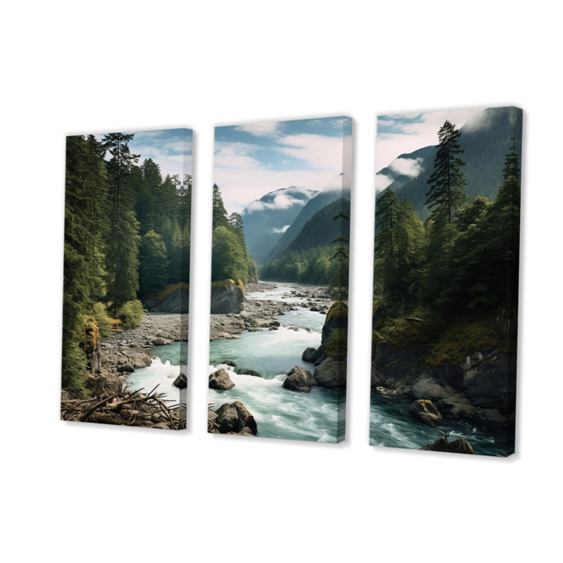 «Washington Mount Rainier National Park III», reproduction sur toile 3 pièces, H 28 po x l 36 po x P 1 po