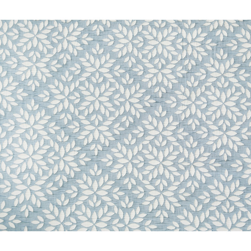 Leaves Jacquard Reversible Quilt Set, Queen Coverlet + 2 Shams, Blue