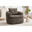 Fauteuil d'appoint touffeté tonneau pivotant à 360 ° en chenille de ton brun pour salon-1096975872