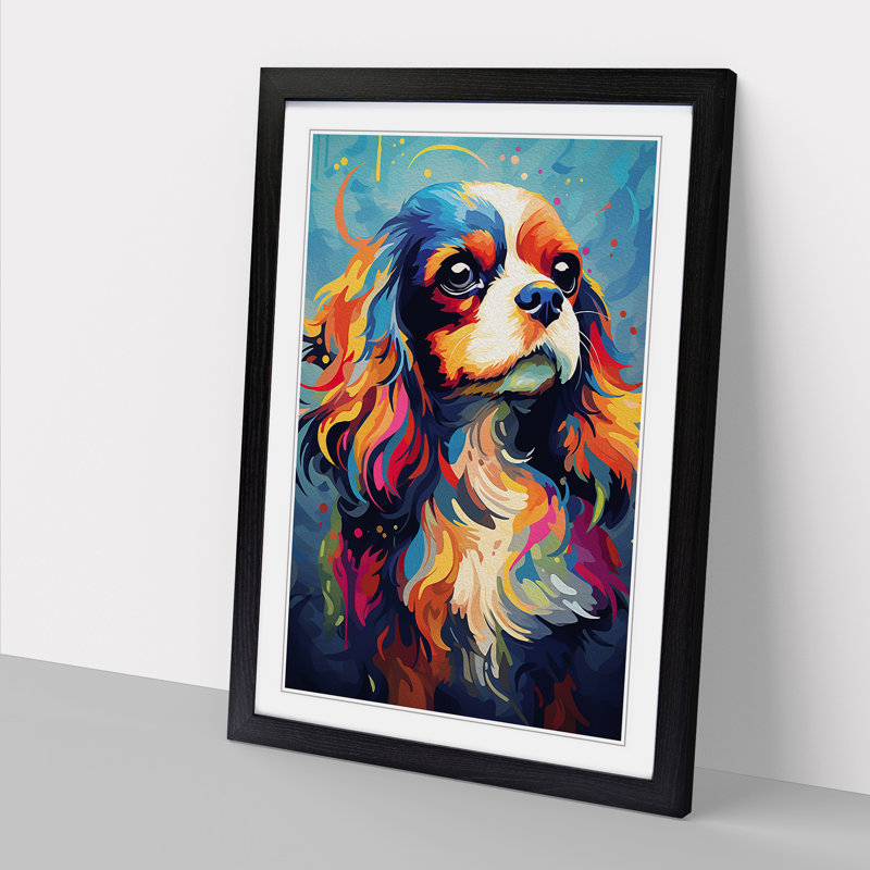 Cavalier King Charles Spaniel Futurism No.3 - Single Picture Frame Print on Wood, Black Framed, 34cm H x 25cm W x 2cm D