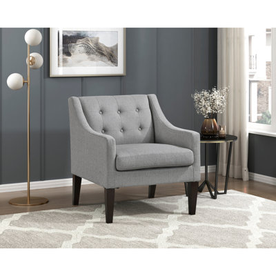 Chaise à la mode avec pieds en contreplaqué et revêtement à boutons d'une hauteur de 4,5 po