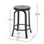Tabouret de comptoir 2 pièces - industriel moderne, couleur noire, structure en fer, hauteur de siège de 24,05 po, fonction pivotante, tabourets industriels en faux bois avec placage de frêne noir, + métal, pivotant,