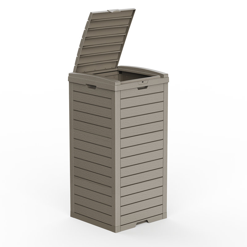 Poubelle d'extérieur 35 gallons avec plateau de base amovible, résine résistante aux intempéries, Brown
