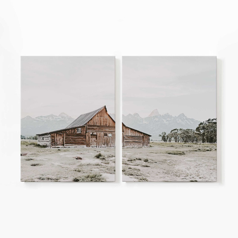 Ranch à flanc de montagne | Impression sur toile 2 panneaux, H 36 po x l 54 po