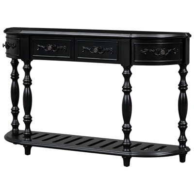 Modern Console Table With Spacious Shelf, 52'' Curved, Black , 4 Drawers For Living Room Curved Table, Wood, 1 Room, Display Case